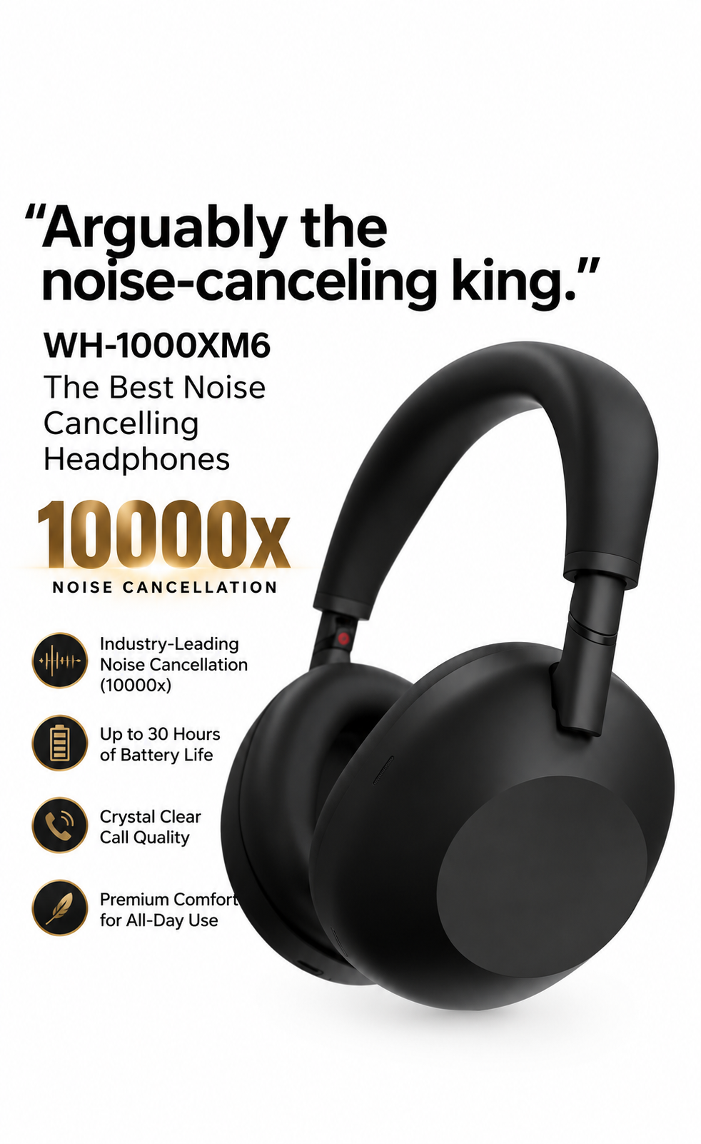 Premium Wireless Over-Ear Bluetooth Headphones – Advanced Noise Cancellation & 30-Hour Battery Life